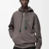 Koyu gri pamuklu fermuarlı kapüşonlu sweatshirt