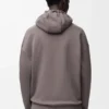 Koyu gri pamuklu fermuarlı kapüşonlu sweatshirt