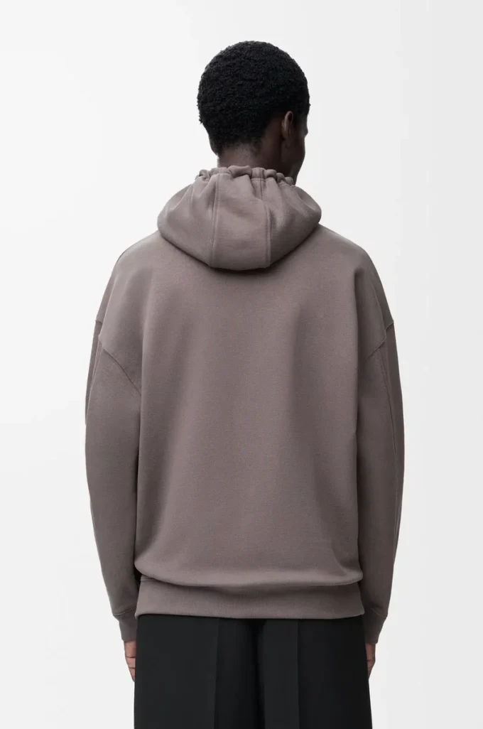 Koyu gri pamuklu fermuarlı kapüşonlu sweatshirt