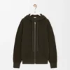 Koyu yeşil yünlü Anagram fermuarlı kapüşonlu sweatshirt