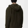Koyu yeşil yünlü Anagram fermuarlı kapüşonlu sweatshirt
