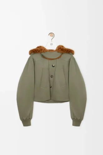 Kısa parka, pamuklu, haki yeşili