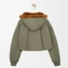 Kısa parka, pamuklu, haki yeşili
