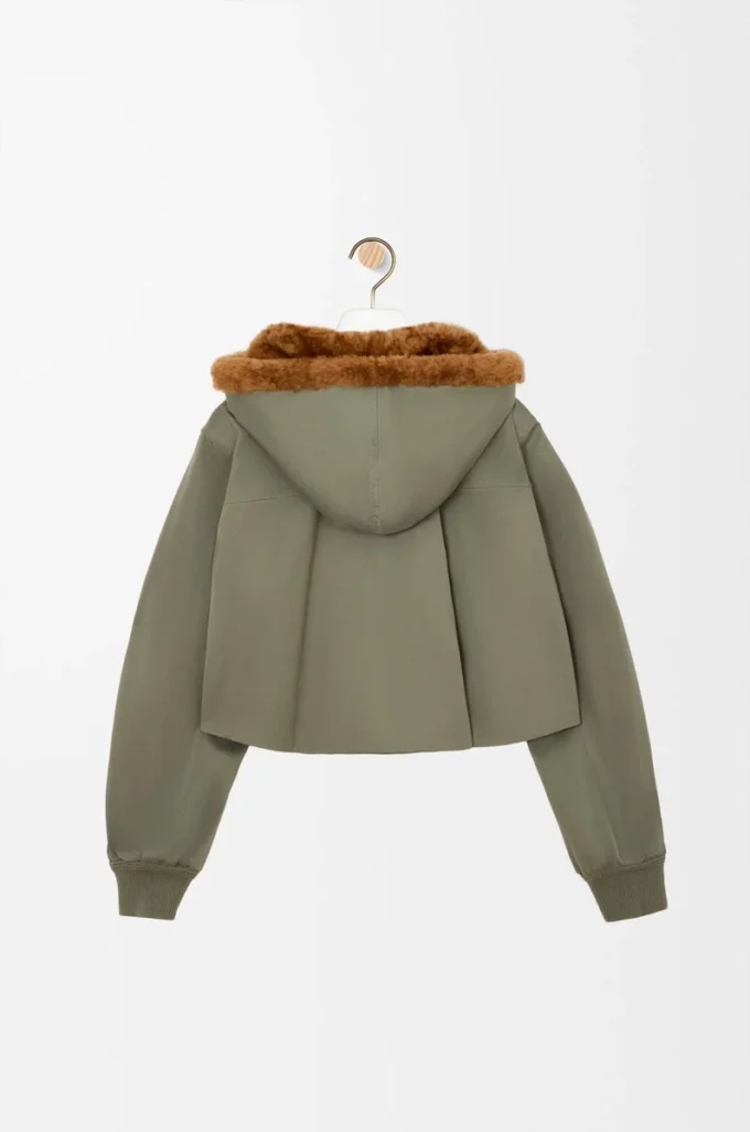 Kısa parka, pamuklu, haki yeşili