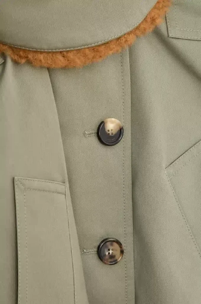 Kısa parka, pamuklu, haki yeşili