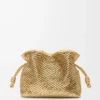 Lamine kuzu derisinden orta boy Flamenco clutch Gold