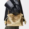 Lamine kuzu derisinden orta boy Flamenco clutch Gold