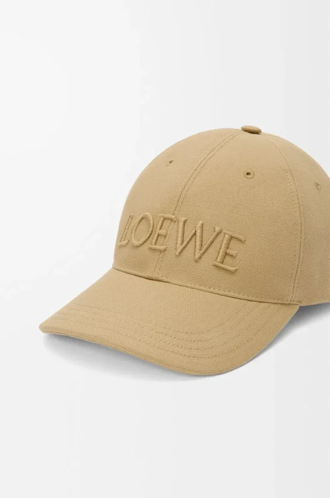 LOEWE kanvas şapka Kum rengi
