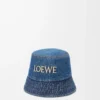 LOEWE kot kumaştan kova şapka Denim Blue