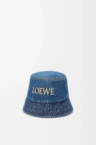 LOEWE kot kumaştan kova şapka Denim Blue