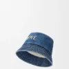 LOEWE kot kumaştan kova şapka Denim Blue