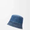 LOEWE kot kumaştan kova şapka Denim Blue