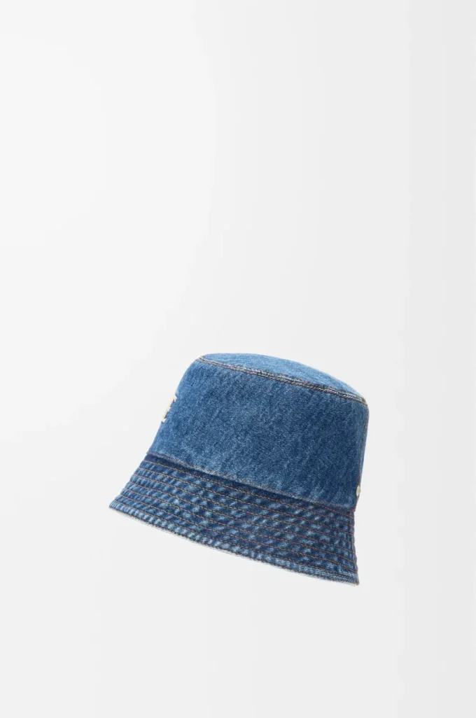 LOEWE kot kumaştan kova şapka Denim Blue