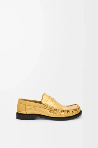 Metalik dana derisinden Campo loafer Altın
