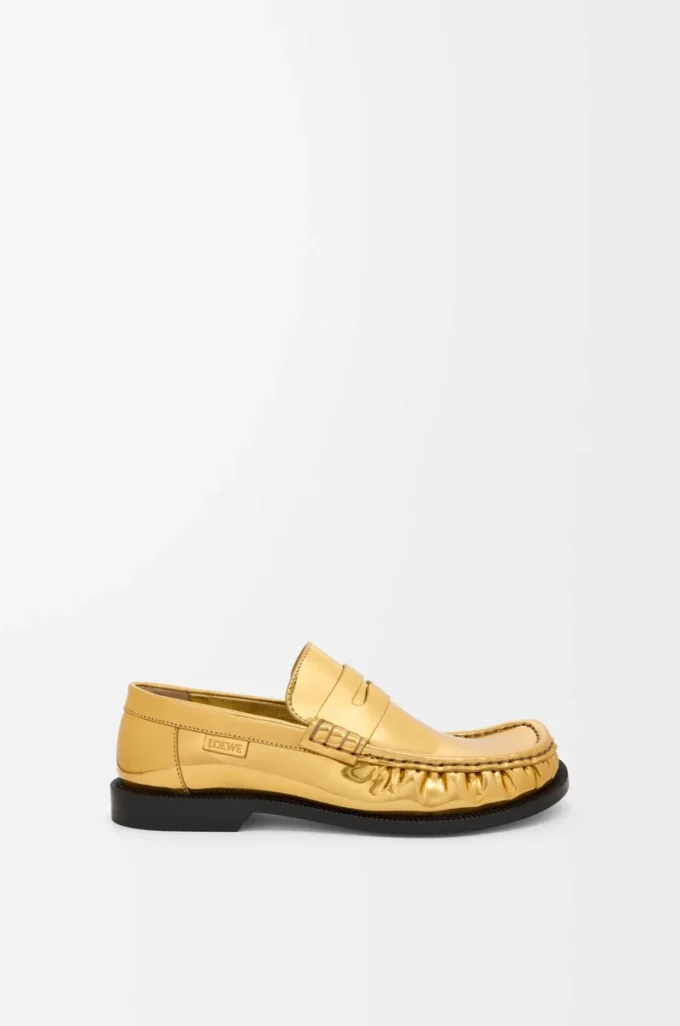 Metalik dana derisinden Campo loafer Altın