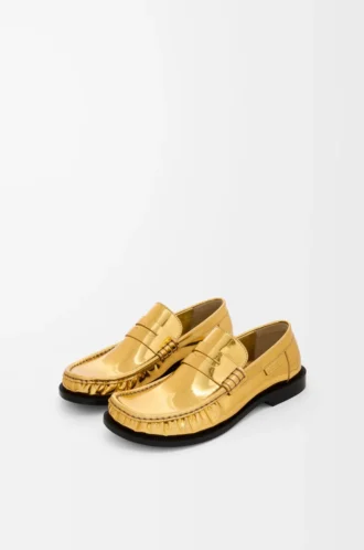 Metalik dana derisinden Campo loafer Altın
