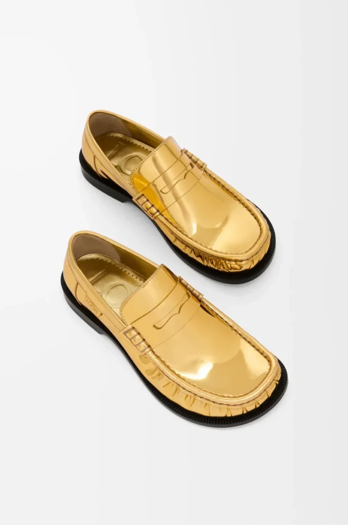 Metalik dana derisinden Campo loafer Altın
