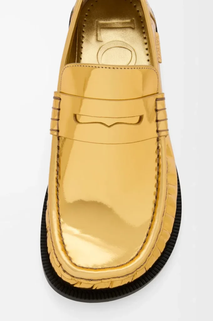 Metalik dana derisinden Campo loafer Altın