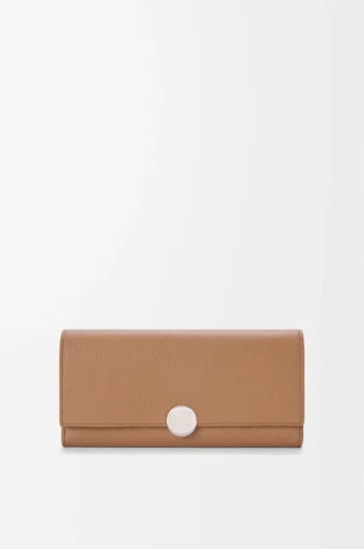 Mini grain dana derisinden üretilmiş Pebble kontinental cüzdan Mocha