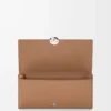 Mini grain dana derisinden üretilmiş Pebble kontinental cüzdan Mocha
