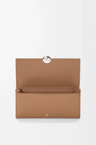 Mini grain dana derisinden üretilmiş Pebble kontinental cüzdan Mocha