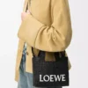 Mini LOEWE Font tote çanta, rafya, Siyah