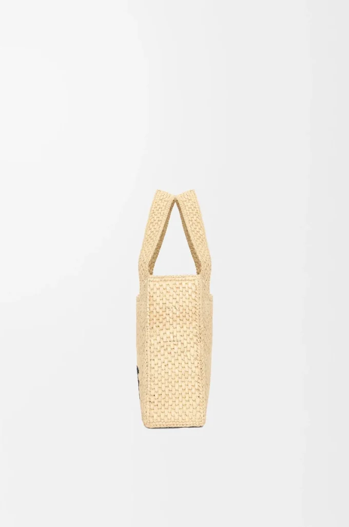 Mini LOEWE Font tote, rafya Doğal