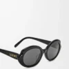Mini Oval Slim güneş gözlüğü Siyah
