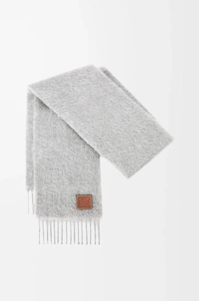 Mohair ve yün atkı Açık Gri
