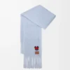 Mohair ve yün karışımı atkı Bebek mavisi