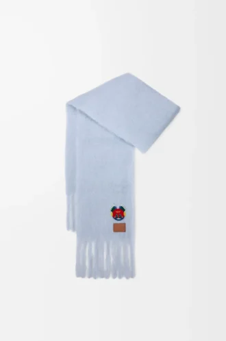 Mohair ve yün karışımı atkı Bebek mavisi