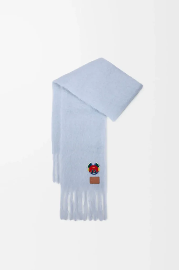Mohair ve yün karışımı atkı Bebek mavisi
