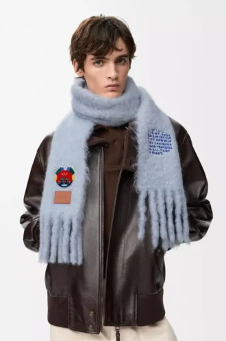 Mohair ve yün karışımı atkı Bebek mavisi