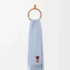 Mohair ve yün karışımı atkı Bebek mavisi