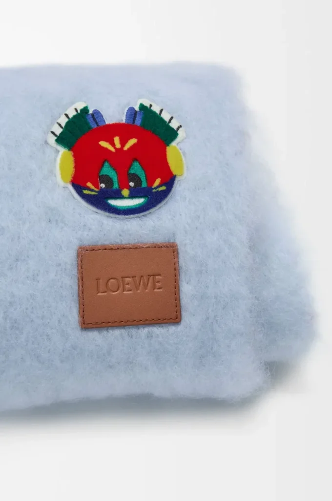 Mohair ve yün karışımı atkı Bebek mavisi