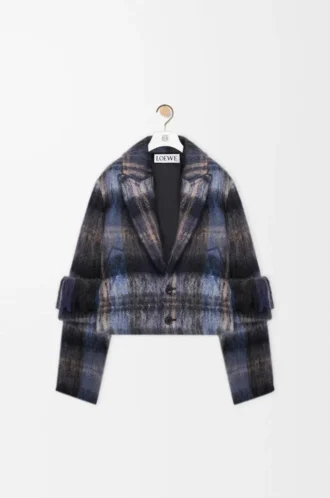 Mohair ve yün karışımı ceket Mavi/Çok renkli