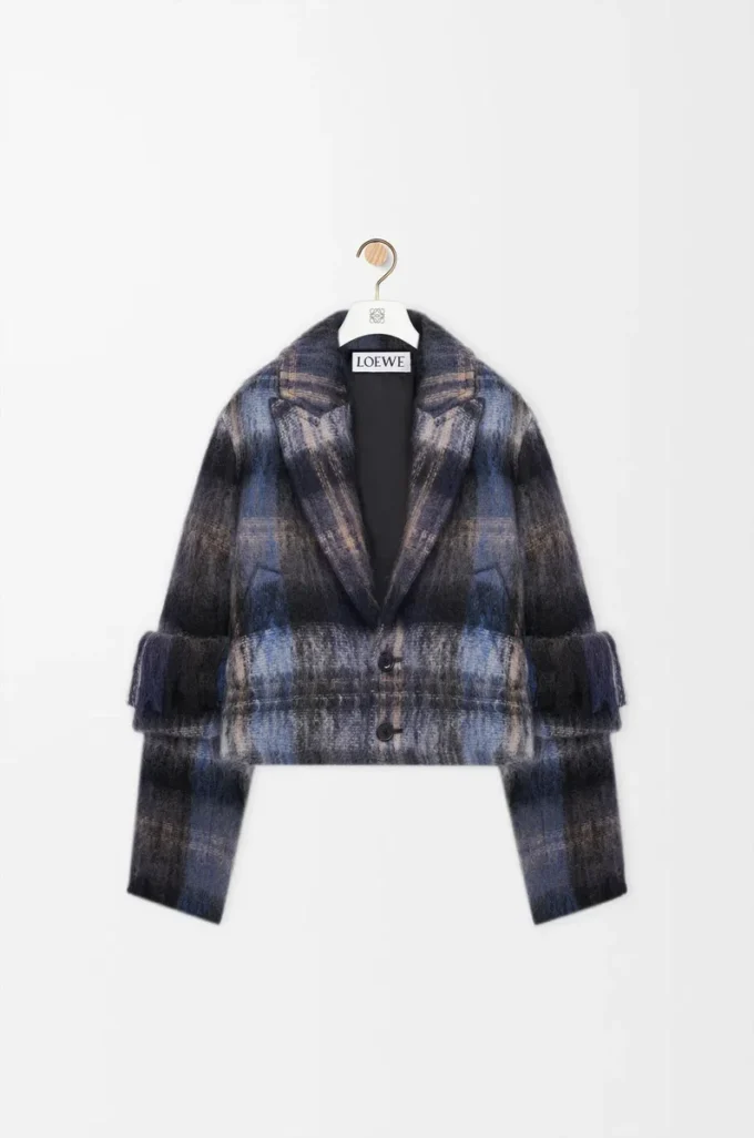 Mohair ve yün karışımı ceket Mavi/Çok renkli