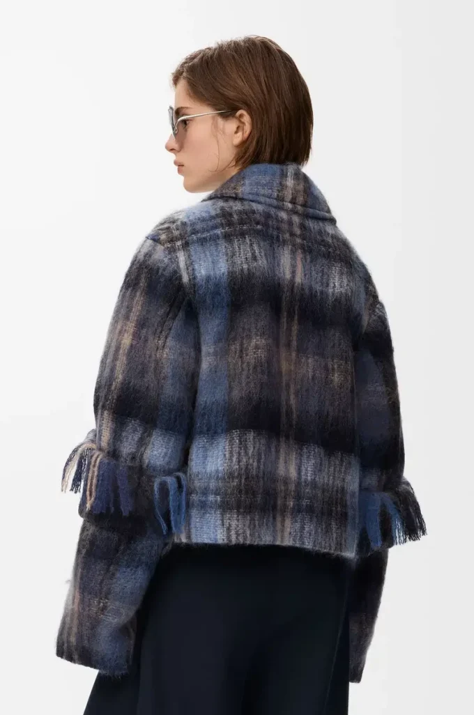Mohair ve yün karışımı ceket Mavi/Çok renkli