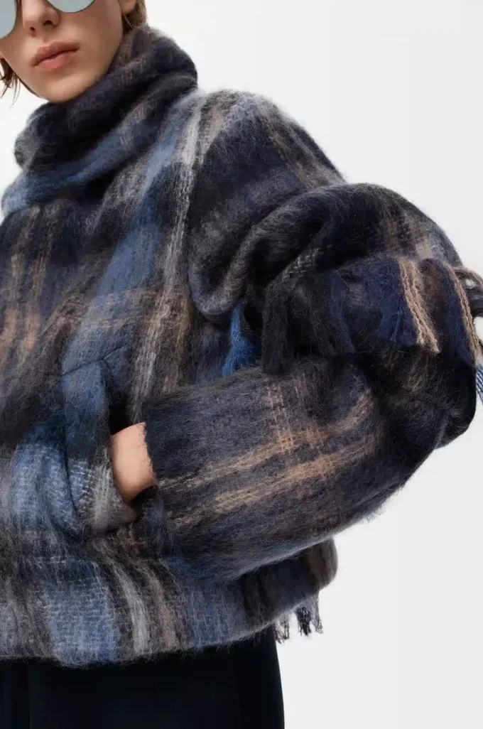 Mohair ve yün karışımı ceket Mavi/Çok renkli