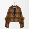 Mohair ve yün karışımı ceket Sarı/Çok renkli