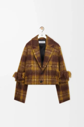 Mohair ve yün karışımı ceket Sarı/Çok renkli