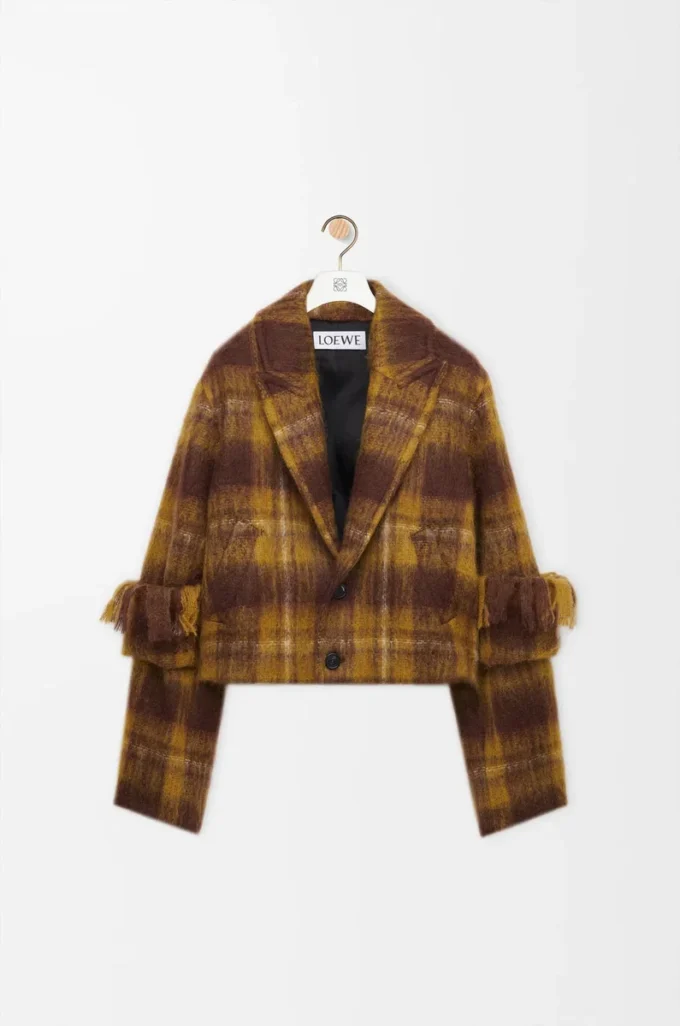 Mohair ve yün karışımı ceket Sarı/Çok renkli