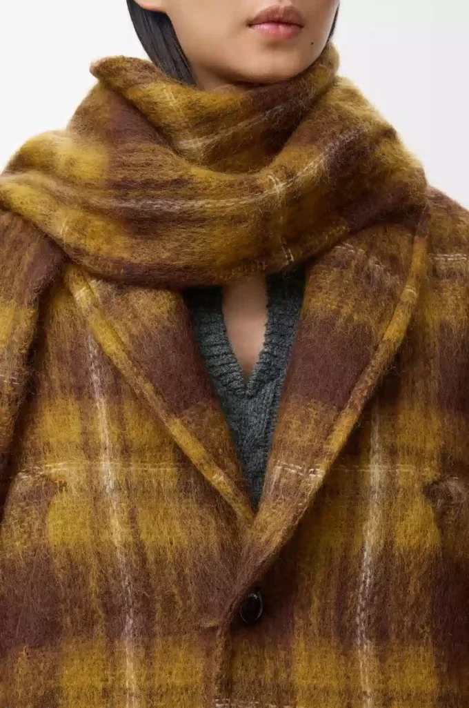 Mohair ve yün karışımı ceket Sarı/Çok renkli
