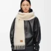 Mohair ve yün karışımı eşarp Beyaz