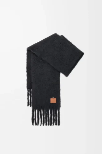Mohair ve yün karışımı eşarp Siyah