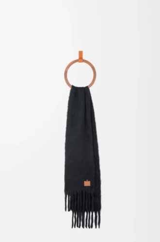 Mohair ve yün karışımı eşarp Siyah