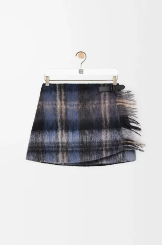 Mohair ve yün karışımı etek Mavi/Çok renkli