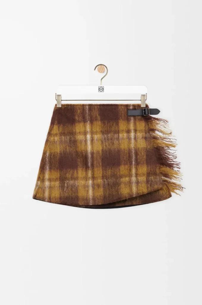 Mohair ve yün karışımı etek Sarı/Çok renkli