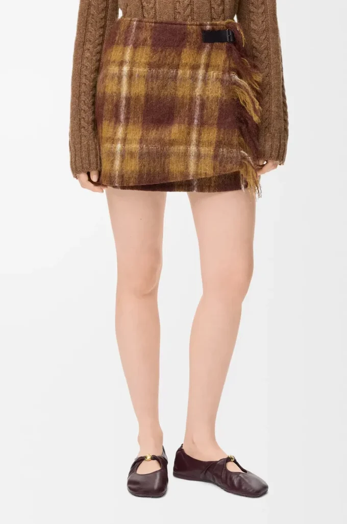 Mohair ve yün karışımı etek Sarı/Çok renkli