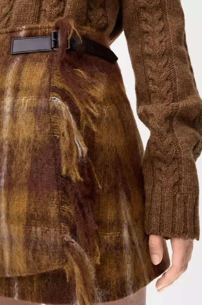 Mohair ve yün karışımı etek Sarı/Çok renkli